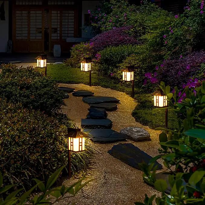 GIGALUMI Japanese Decor Solar Lights for Outside, Pathway Lights 4 Pack - Lawn/Patio/Yard/Walkway/Driveway Decoration by GreenHaven Gardens