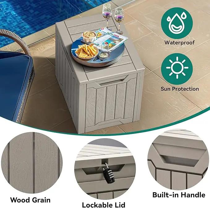 YITAHOME 31 Gallon Outdoor Storage Box, Resin Deck Box and Waterproof Package Delivery Box for Gardening Tools, Pool Supplies, Patio Furniture, Lockable, Taupe by GreenHaven Gardens