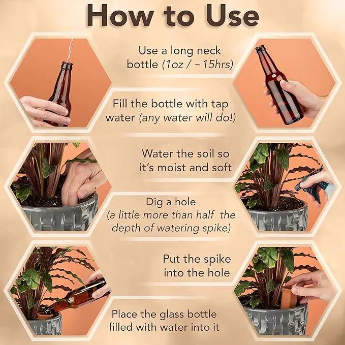 6 Pack Terracotta Watering Spikes for Indoor and Outdoor Plants - Simple and Easy Setup - Keep Plants Happy and Watered While You are Away by GreenHaven Gardens