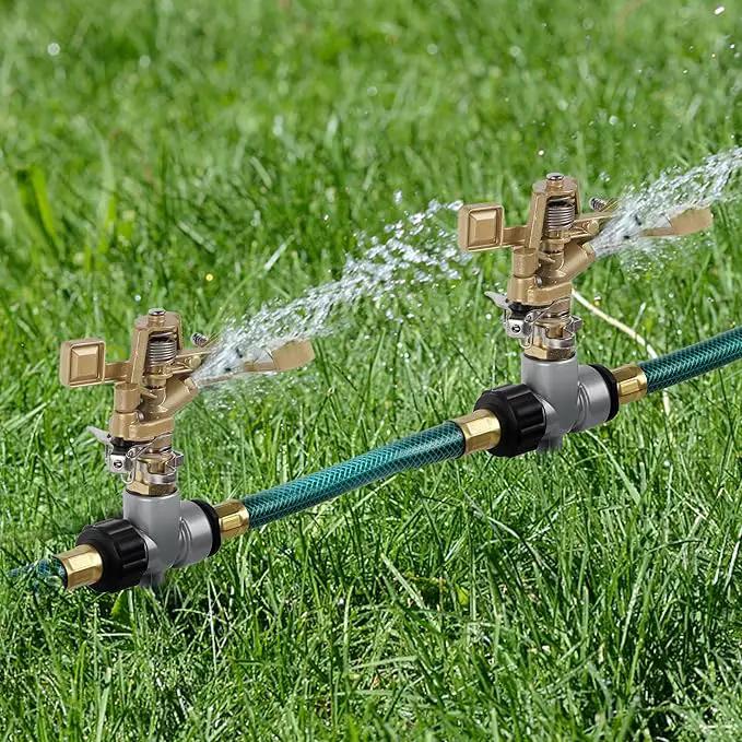 Biswing 2 Pack Impact Sprinklers with Stand (Spike), Heavy Duty Zinc Alloy Lawn Sprinkler Head on Spike Base, Adjustable Watering Sprinkler for Large Area Grass Yards Patio Garden Irrigation by GreenHaven Gardens
