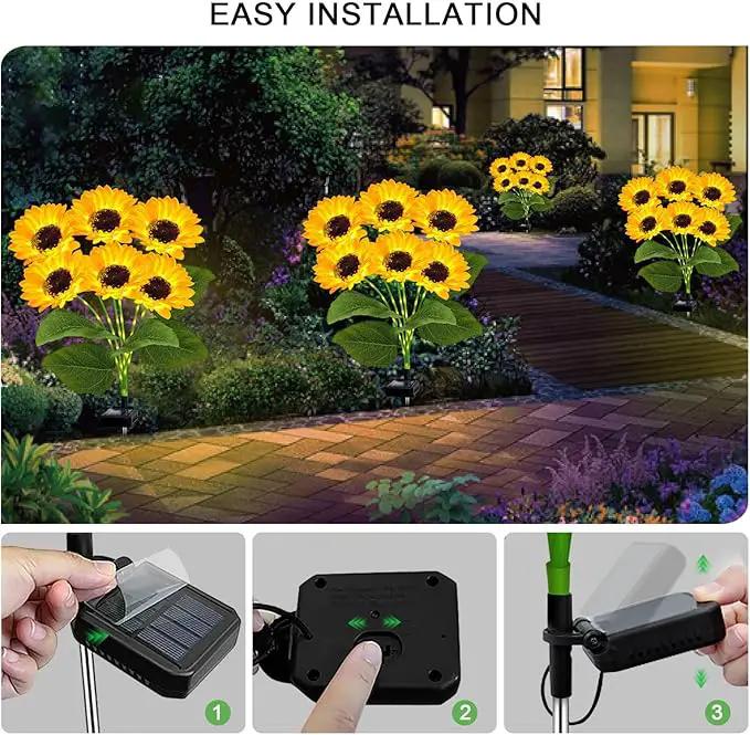 4 Pack Solar Sunflower Garden Lights 24 Vibrant Sunflowers LED Outdoor Decorative Stake Lights for Yard, Patio, Lawn, Pathway, IP65 Waterproof, Gardening Gift for Mom, Grandma, and Friends by GreenHaven Gardens