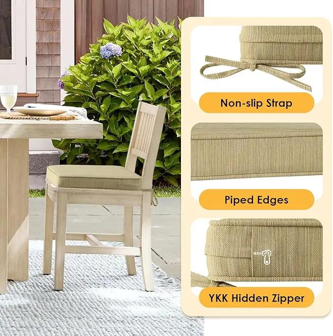 Outdoor Square Corner Seat Cushion, 18.5"x16"x3", Set of 4, Non Slip Seat Cushion Pads with Removable Cover for Patio Furniture, Garden Yard Lawn, Warm Taupe by GreenHaven Gardens