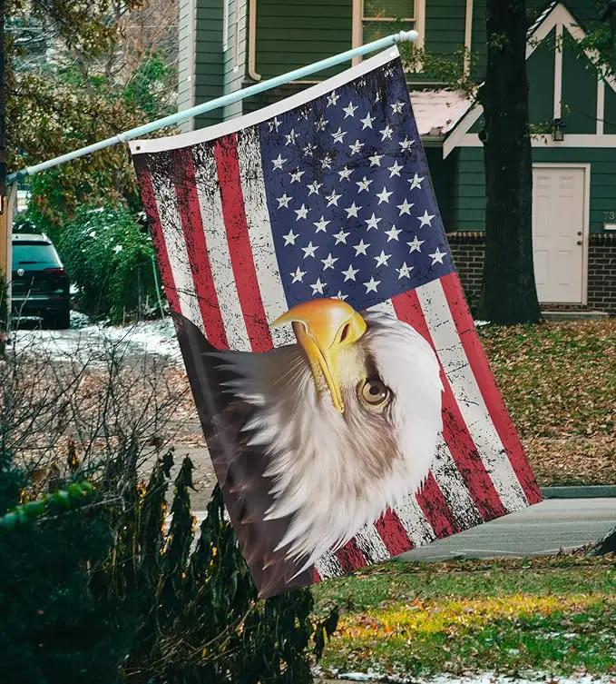 American Eagle Flag 3x5 Ft Double Sided Faith Over Fear Banner, Christian American Flags for Outside Christian Banners with Brass Grommets Outdoor House Decorations Flag by GreenHaven Gardens