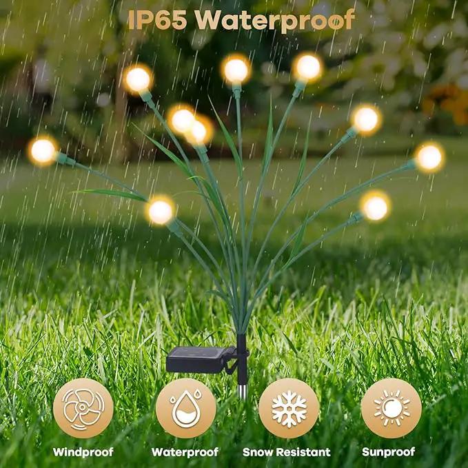 4 Packs Solar Garden Lights, New Upgraded Leaf Design 40 LED Solar Firefly Lights, Waterproof Solar Landscape In-Ground Path Lights Outdoor Decorations for Patio Yard Garden, Warm White by GreenHaven Gardens