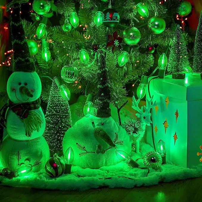 Green C7 LED Christmas String Lights, 25FT Shatterproof Christmas Lights with 25+1 Bulbs, Outdoor String Lights for Christmas Tree Patio Roofline Garden Yard Party Backyard Holiday Decorations by GreenHaven Gardens