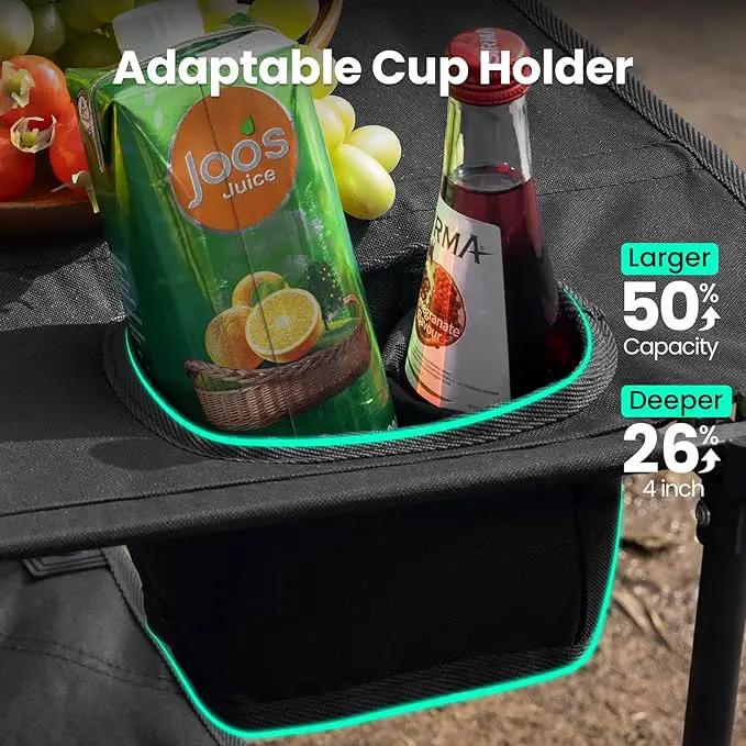 Folding Camping Table, Portable Outdoor Picnic Table, Rectangular Lightweight Camp Table with Storage, Cup Holder and Carry Bag for Barbeque Beach Camping and Tailgate by GreenHaven Gardens