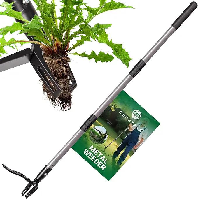 Suchtale Metal Weeder，Stand Up Weed Puller Tool with Long Handle – Heavy-Duty All-Metal Weeder with Upgraded Pincer Claw – Pull Weeds from The Root Without Bending, Pulling, or Kneeling by GreenHaven Gardens