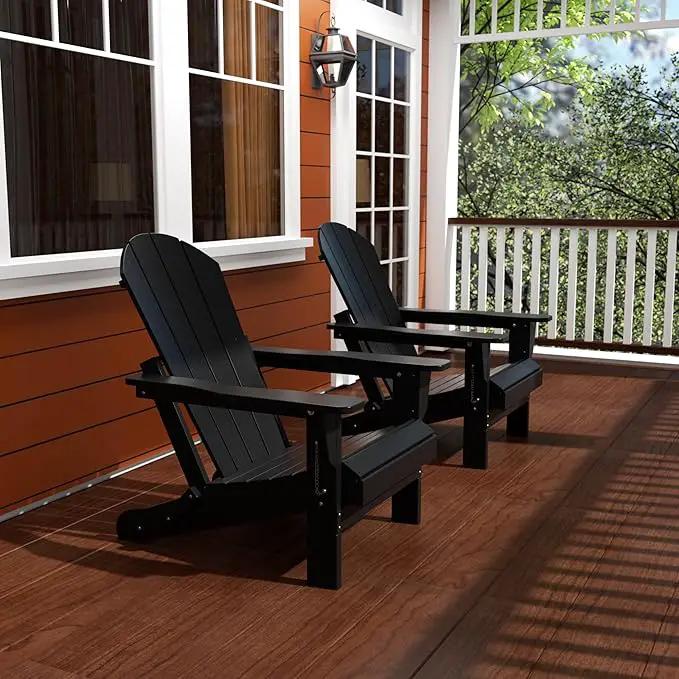 Westin Outdoors Laguna WO Home Furniture Adirondack Chair 2 PCS Set Outdoor Folding Patio Chair for Bon Fire Pit Garden Lawn Backyard Lounging Relaxing (Black) by GreenHaven Gardens