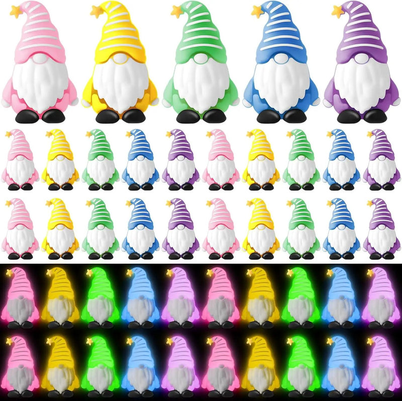 25 Pcs Luminous Mini Gnomes Figurines Fairy Glow in Dark Garden Miniature Gnome Figurines Decor Funny Poses Garden Yard Home Patio Lawn Backyard Hide See DIY Craft by GreenHaven Gardens