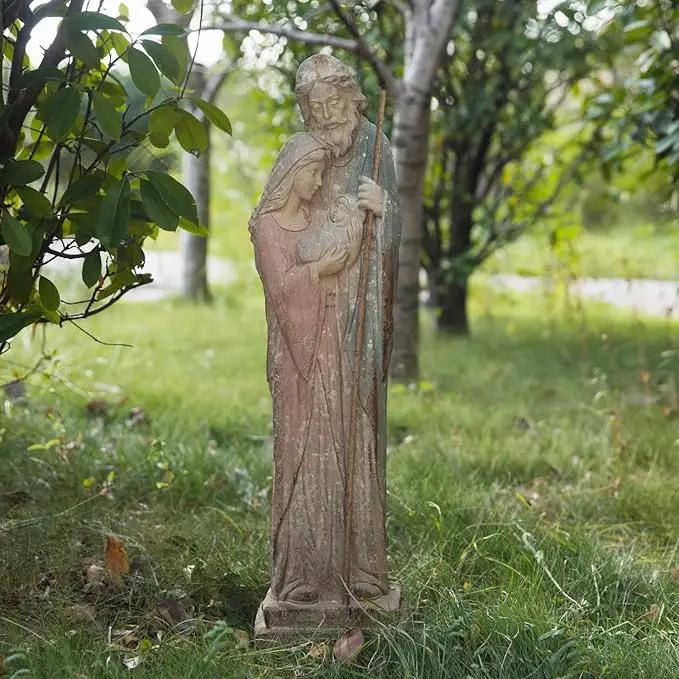 Holy Family Garden Statue Large Catholic Outdoor Sculpture H31.5” Big Sacred St Joseph Tall Virgin Mary Religious Saint Mother of God Outside Yard Lawn Patio Painted Resin by GreenHaven Gardens