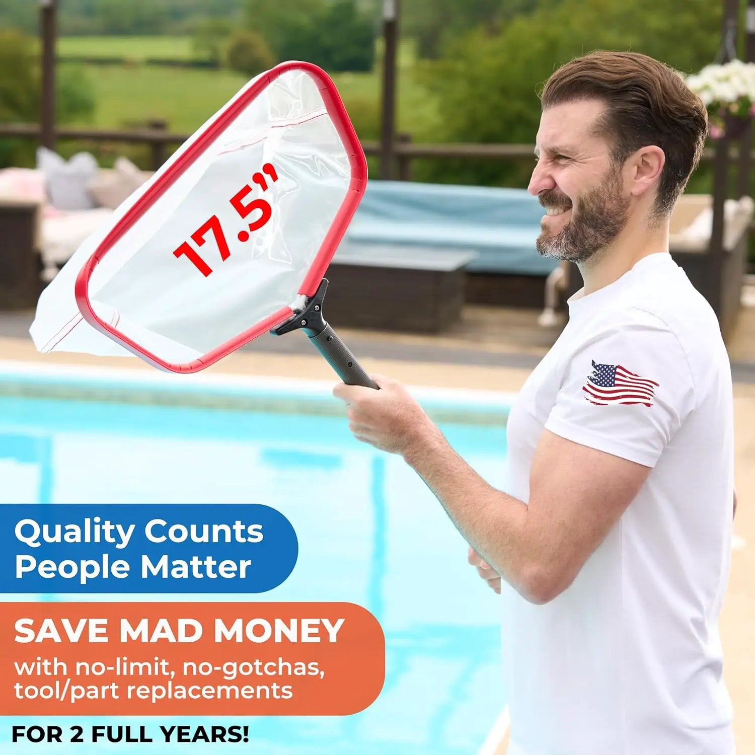 ProTuff 17" Silt Net Pool Skimmer – 2 Year Unconditional Free Replacement – Durable Fine Mesh Net for Silt & Debris – Heavy-Duty Aluminum Frame, Deep Bag for Easy Cleaning by GreenHaven Gardens