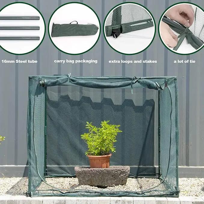 Square 4'x4' Netting Cover 3.3FT Tall Crop Cage Pest Guard Cover for Vegetables Fruits Durable Plant Garden Net with 4 Stakes by GreenHaven Gardens