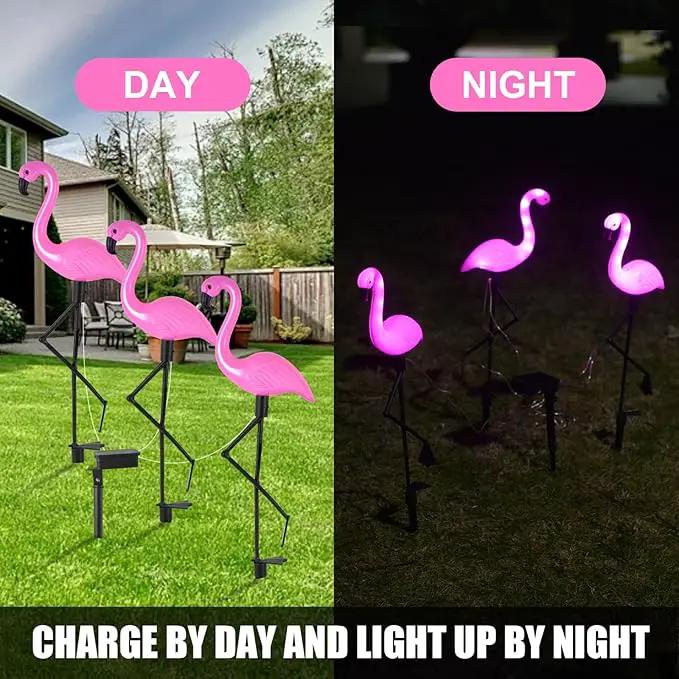 Flamingo Solar Lights,Outdoor Pink Flamingo Stake Light,Solar Powered Garden Lights,Yard Art Decor,Outdoor Garden Decorations,Outside Stick Lights,Outdoor Lights Waterproof (3pcs) by GreenHaven Gardens