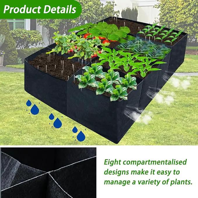 2 Pack 6x3x1ft Fabric Raised Garden Beds,128 Gallon 8 Grids Rectangle Plant Grow Bags,Durable Outdoor Gardening Planting Container Planter Pot for Growing Herbs Flowers Vegetables Potatoes Chillies by GreenHaven Gardens