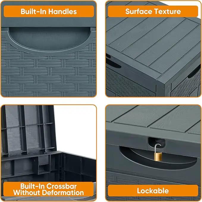 33 Gallon Resin Deck Box, Weatherproof Outdoor Storage Box for Patio, Garden, Pool, and Yard, Lockable Waterproof Bin for Tools, Cushions, and Accessories, Grey by GreenHaven Gardens
