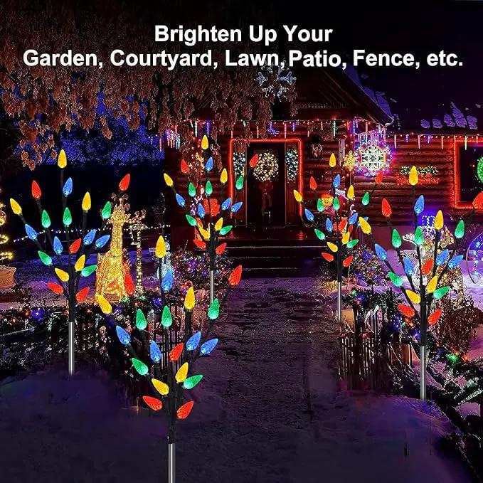 Upgraded 6 Packs 120 LED C6 Solar Christmas Lights, Outdoor Christmas Decorations Yard Lights, 8 Modes Waterproof Christmas Pathway Lights for Christmas Decorations Outdoor Yard Patio Cemetery Grave by GreenHaven Gardens