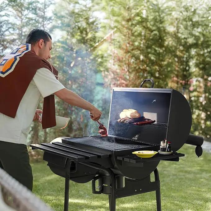 Devoko Charcoal Grill, Outdoor BBQ Grill with Offset Smoker and Side Table for Garden and Parties by GreenHaven Gardens