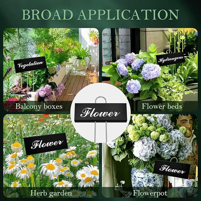 50 Pack Metal Plant Labels for Outdoor Garden Waterproof Plant Markers, Labels Garden Markers for Seedlings Herbs Vegetable Greenhouse Gifts, with Pen - Black by GreenHaven Gardens