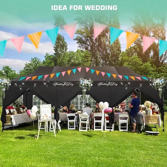 COBIZI 10x30 Pop Up Canopy Tent Heavy Duty with 8 Removable Sidewalls, Commercial Portable Tents for Parties Ez Up Canopy All-Weather Windproof & Waterproof and UPF 80+ Wedding Tent Sun Shelter by GreenHaven Gardens