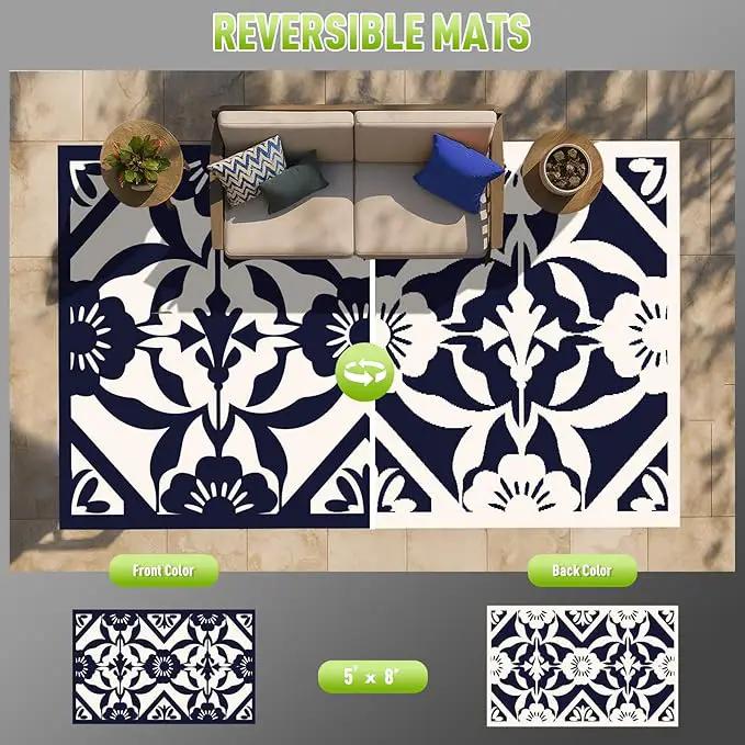 WILDROOTS 5x8 Feet Klein Plastic Outdoor Rug, Stain Resistant Waterproof Reversible Outdoor Patio Rug, Fade Resistant Camping Rug by GreenHaven Gardens