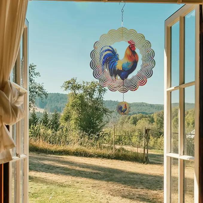 Rooster Wind Spinners 3D Hanging Wind Spinner Outdoor Clearance for Yard and Garden Decor 12inch Chicken Gifts for Women Mom by GreenHaven Gardens