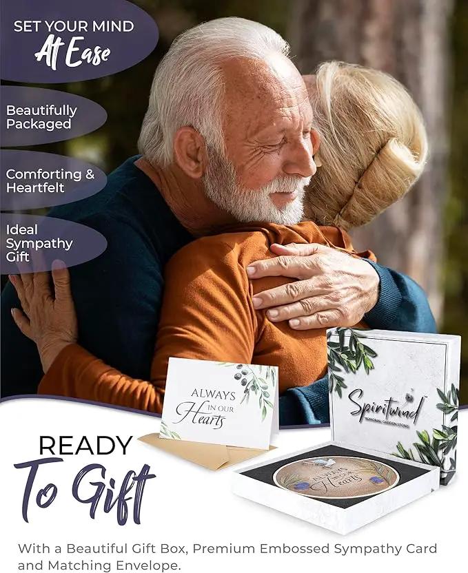 10-Inch Garden Memorial Stone with Included Plaque Stand & Sympathy Card, Memorial Plaques for Outdoors with Peace Dove Amongst Olive Branches, Memorial Stepping Stone for Loss of Loved One by GreenHaven Gardens