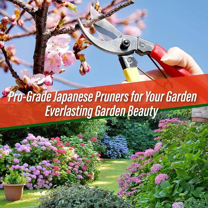 SUIZAN Bypass Pruning Shears 8” - Professional Japanese Hand Pruners Garden Scissors Gardening Tools by GreenHaven Gardens