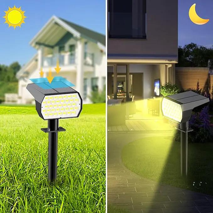 Solar Spot Lights Outdoor, [4 Pack/7 Colors/37 LED] 2-in-1 Solar Landscape Spotlights, IP65 Waterproof Auto On/Off Solar Powered Security Lights for Yard Garden Pathway Walkway by GreenHaven Gardens