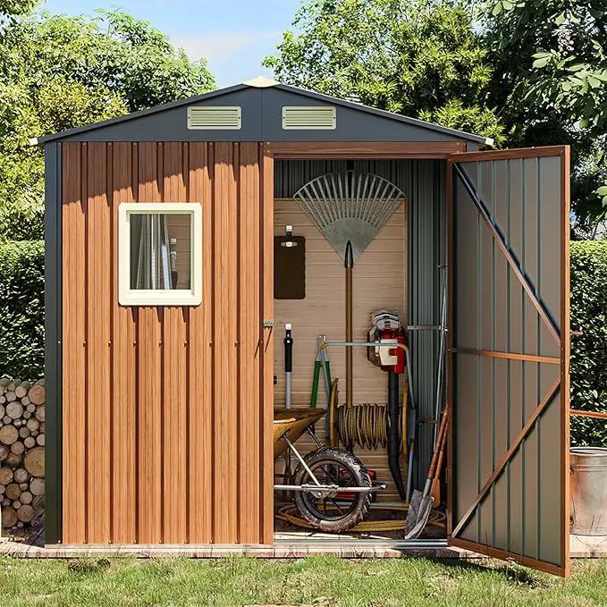 Outdoor Storage Shed 6x4 Ft, Lockable Metal Garden Shed with Window, Tool Shed Tiny House Vertical Outside Storage Building for Backyard, Lawn, Patio, Bike by GreenHaven Gardens