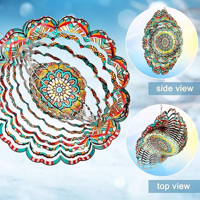 Wind Spinner Lucky Star Mandala Wind Spinners for Garden Yard Hanging Wind Sculptures Create Zen Atmosphere. Kinetic Metal Art Decoration Indoor/Outdoor Decor Mandala Gift for Mom Wife Woman by GreenHaven Gardens