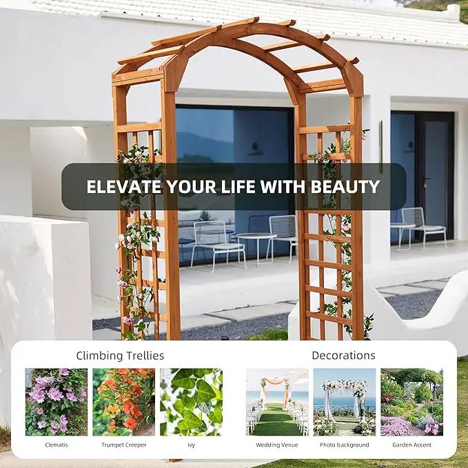 Solid Fir Wooden Garden Arch Premium Outdoor Trellis for Climbing Plants, 84.5”H×49.37”W×23.5’’D, Also can be Used for Wedding and Party Decoration by GreenHaven Gardens