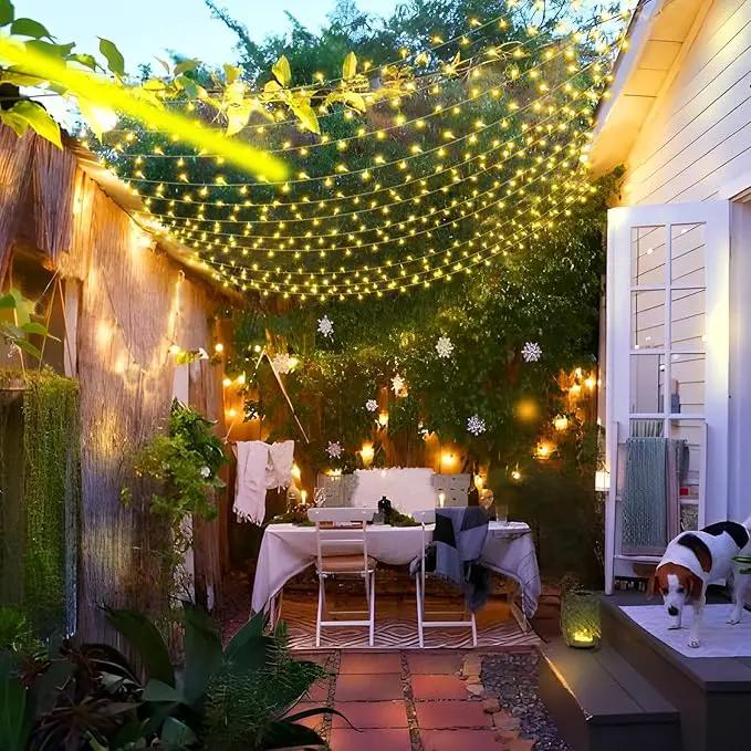 KNONEW 600ft 1500 LED Christmas String Lights Outdoor 8 Lighting Modes & Timer Dimmable Fairy Light Plug in Waterproof for Xmas Roof Yard Tree Wedding Party Holiday Decorations (Warm White) by GreenHaven Gardens