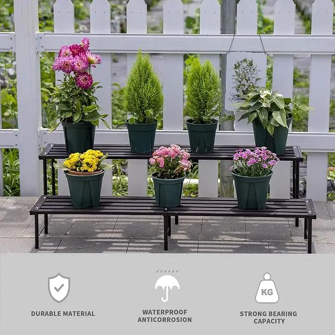Metal Plant Stand, Rust-proof Aluminum Flower Pot Stand, Plants Display Stands Decoration Racks for Living Room Balconies and Gardens (60 Ebony) by GreenHaven Gardens