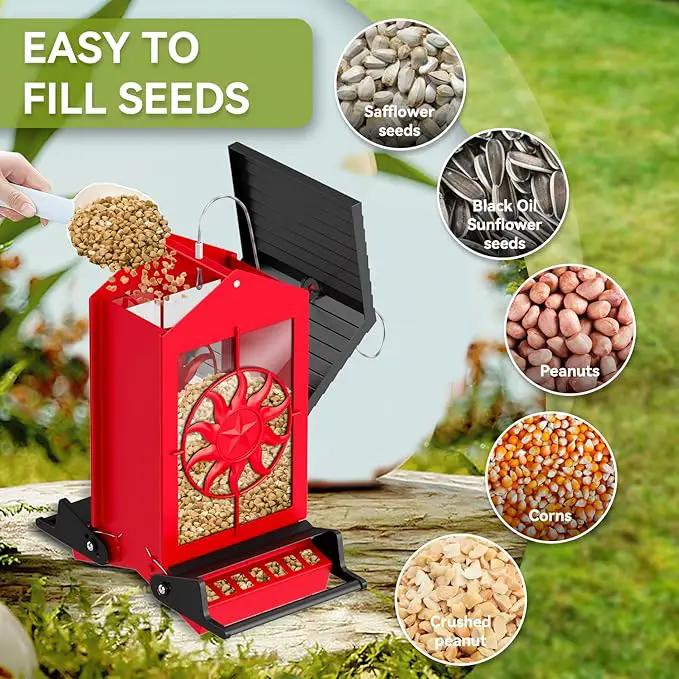 Squirrel Proof Bird Feeders for Outdoors, 5LBS Large Capacity Metal Wild Bird Feeder with Bilateral Weight-Activated Perches, Anti Squirrel Bird Feeders for Outside Finch, Cardinal, Blue Jay by GreenHaven Gardens