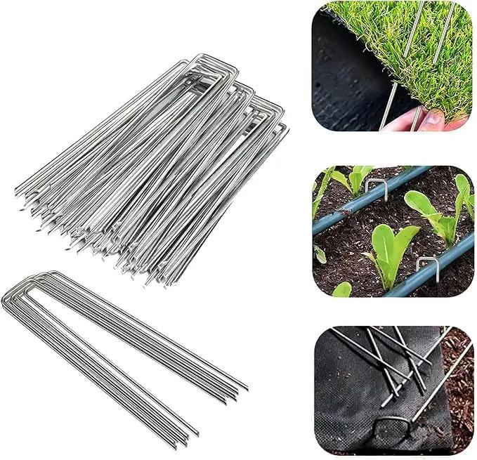 Sturdy Garden Landscape Staples, 6 Inch Galvanized Steel Sod Pins Anti-Rust Stakes for Weed Barrier, Christmas Decorations and Landscaping Fabric. by GreenHaven Gardens