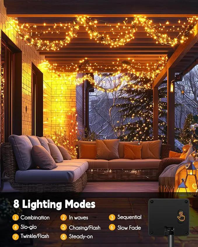 Brightown Solar String Lights for Outside, 2 Packs Total 39.2Ft 480 LED Solar Fairy Lights for Outdoor Waterproof, Firecracker Twinkle Lights with 8 Modes for Patio Party Garden Yard Home, Warm White by GreenHaven Gardens