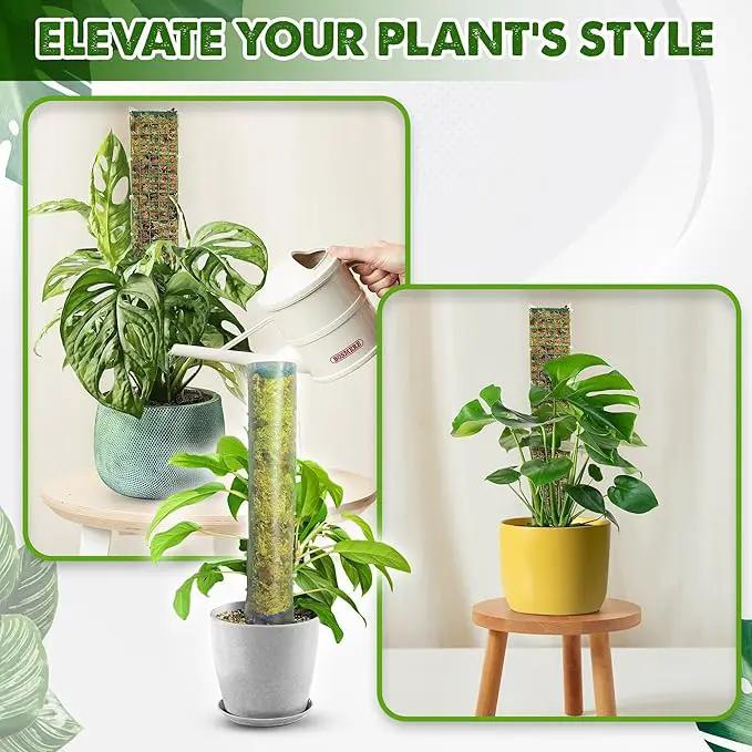 DUSPRO D-Shaped Plastic Moss Poles for Climbing Plants Monstera Stackable Moss Pole for Plants Moss Plant Pole Handmade Moss Stick for Indoor Plants Grow Upward 2 Pack 16.5 inches by GreenHaven Gardens