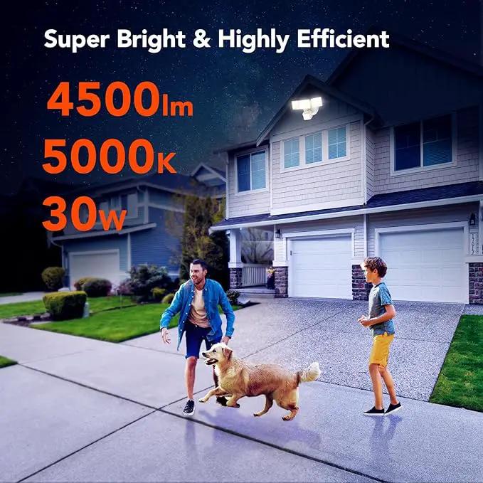 OREiN 4500LM/30W Flood Lights Outdoor, 180°/40FT Motion Sensor Outdoor Lights 3 Modes Dusk to Dawn IP65 Waterproof LED Security Light for 4500SQ.FT Area for Yard Garden, White (Hardwired) by GreenHaven Gardens