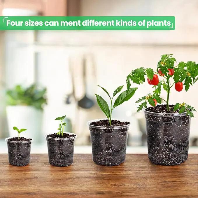 36 Packs 6.7/5/4/3.5 Inch Reinforced Clear Nursery Pots with Drainage Hole, Transparent Variety Pack Plastic Plant Pot Seedling Planter Seed Starter Flower by GreenHaven Gardens