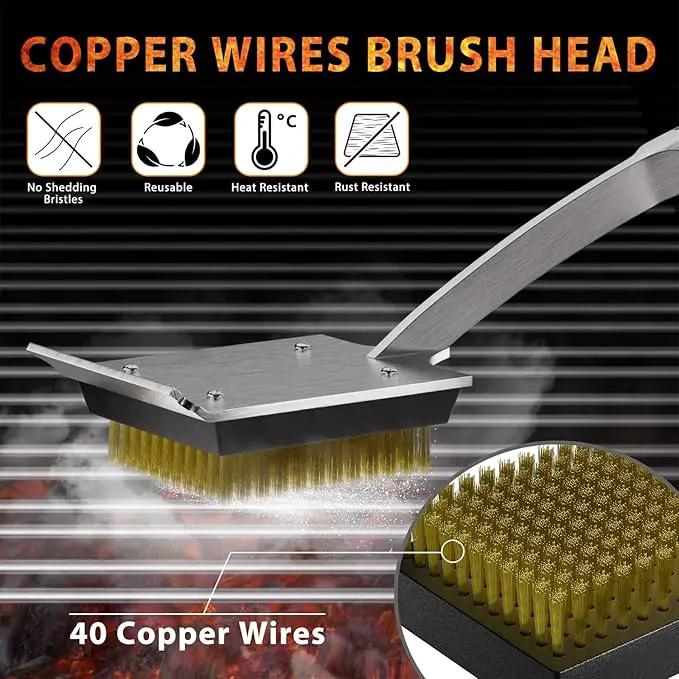 ENLOY Copper Wire Grill Brush Replacement Head, Grill Cleaning Bristle Brush with 4 Screws, BBQ Cleaning Replacement Brush Head for Gas, Porcelain, Ceramic, Cast Iron, Stainless Steel Grills and More by GreenHaven Gardens
