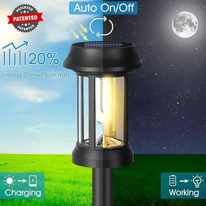 Solar Pathway Lights, 8 Pack Glass Solar Lights Outdoor, Solar Stake Lights Landscape Lighting for Outside Path Walkway Driveway Sidewalk Lawn Yard Garden Decor by GreenHaven Gardens