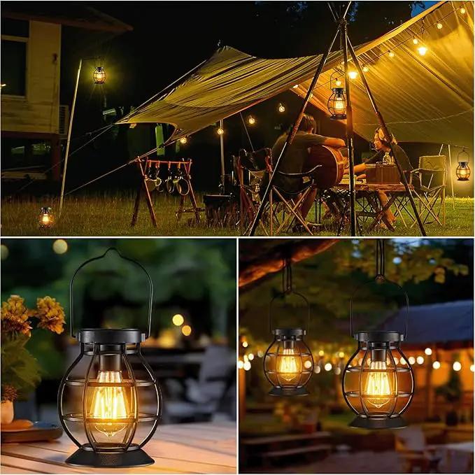 2 Pack Solar Lanterns Outdoor Hanging Lantern Lights, Metal Decor Lantern, Waterproof LED Decorative Garden Light - Garden Decoration for Patio, Yard, Pathway, Landscape by GreenHaven Gardens
