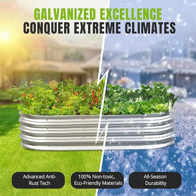Sponvatt Raised Garden Bed - Outdoor Galvanized Raised Garden Bed Planter Boxes, Large Oval Metal for Gardening Planter Box Kit,Suitable for Vegetables,Herbs, and Flowers (4x2x1 Ft,Silver) by GreenHaven Gardens