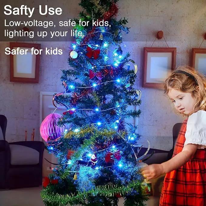 JMEXSUSS 2 Pack Blue Solar Fairy Lights Outdoor Waterproof, 200 LED 66FT Solar String Lights for Outside, 8 Modes Copper Wire Solar Christmas Lights for Garden Tree Patio Christmas Decoration by GreenHaven Gardens