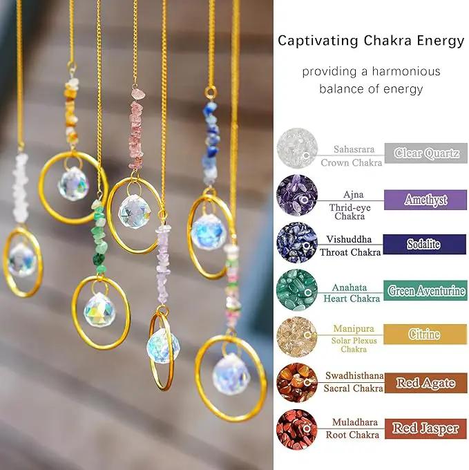 7PCS Crystal Suncatchers Rainbow Maker Healing Crystals for Window Prism Balls Indoor Outdoor Hanging Ornament Pendant Decor for Home, Garden, Wedding, Christmas by GreenHaven Gardens