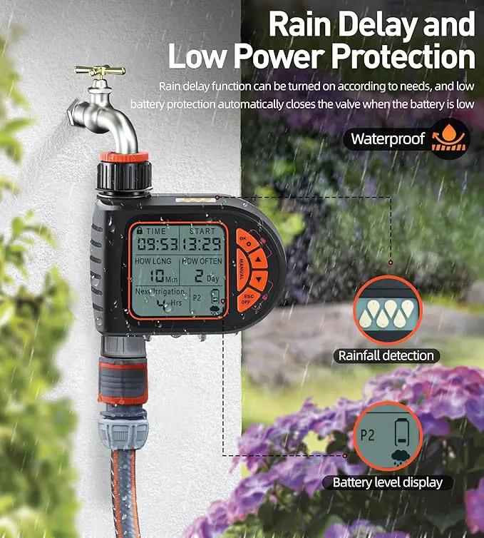 Oscillating Sprinkler with Irrigation Timer, Adjustable Sprinklers for Yard Large Area, Cover up to 3,600 sq. ft, Programmable Water Sprinkler Timer, Rain Delay Lawn & Garden Sprinklers Timer by GreenHaven Gardens