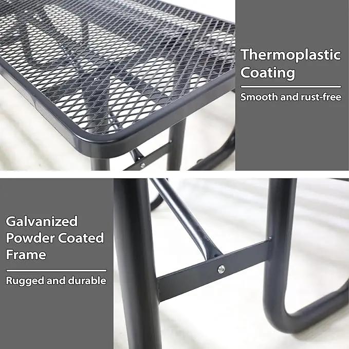 6FT Metal Picnic Tables for Outdoors, Commercial Rectangular Picnic Table and Bench Set for Outside, Patio, Garden, Backyard, Porch, Surface Mount, Black by GreenHaven Gardens