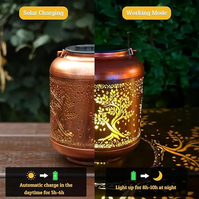 Solar Lanterns Outdoor, Waterproof Hanging Solar Lantern Garden Decor, Solar Lights for Backyard Porch Patio Table Yard Balcony Lawn Pathway, Tree of Life Gifts for Women Grandma Mom by GreenHaven Gardens