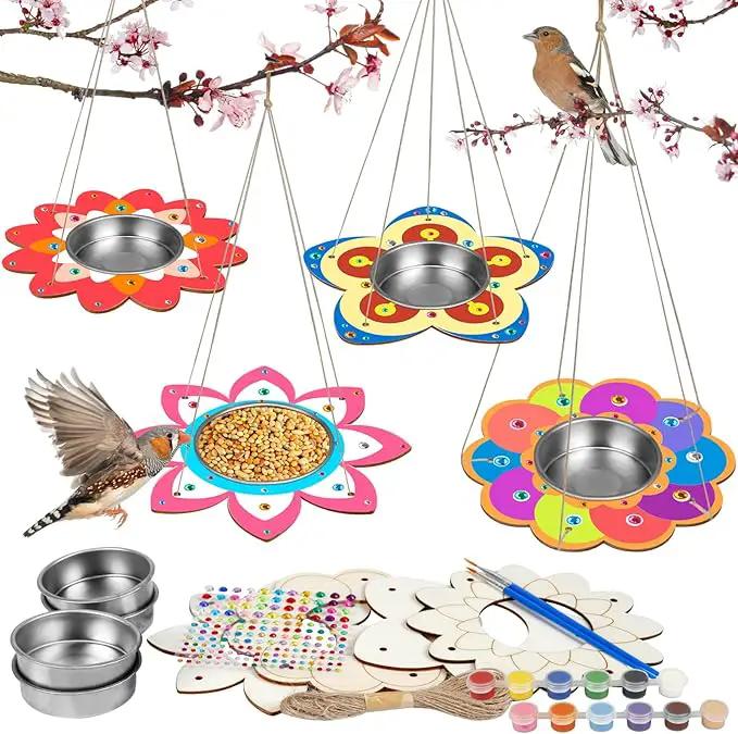 Fennoral 4 Pack Bird Feeder Kits for Kids Make Your Own Bird Feeders Wooden Art and Craft for Girls Boys Ornaments DIY to Paint Bird Feeders Craft for Spring Garden Outdoor Summer Activities Project by GreenHaven Gardens