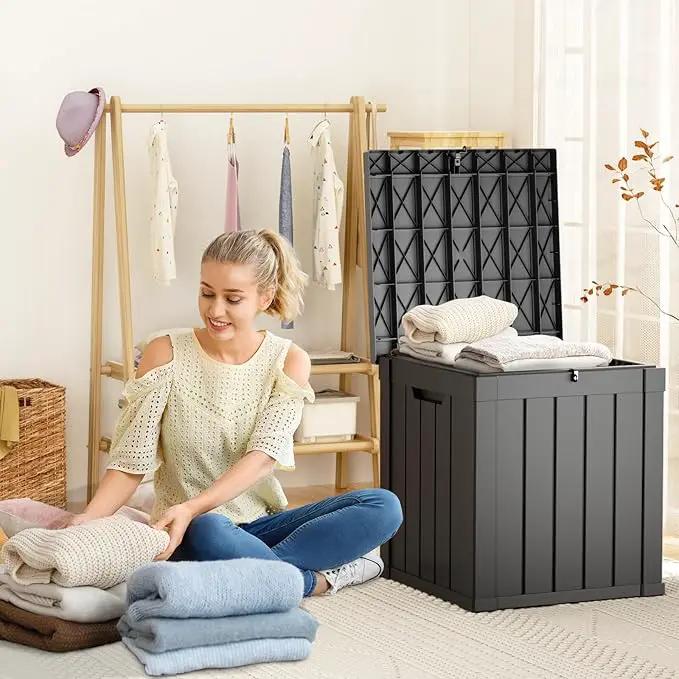 DRATO 50 Gallon Deck Box, Outdoor Storage Box for Patio Cushion, Sports Equipment, Garden Tools,Waterproof Patio Storage box, Lockable (Black) by GreenHaven Gardens
